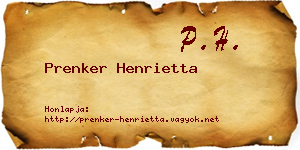 Prenker Henrietta névjegykártya